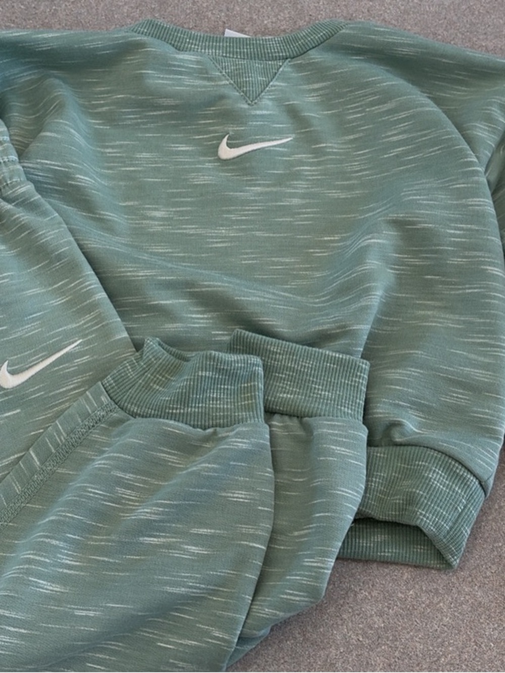Nike Kids Sage Heathered Sweatpants with White Swoosh